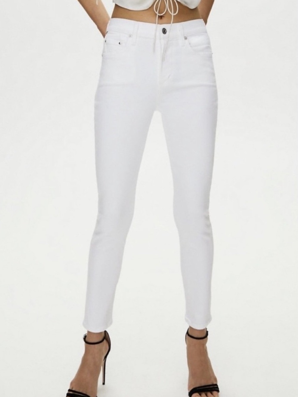 Citizens of Humanity Rocket Crop High-Rise White Skinny Jeans **PEN INK STAIN**